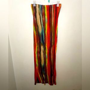 Women’s multiple color, long, strapless dress, size L